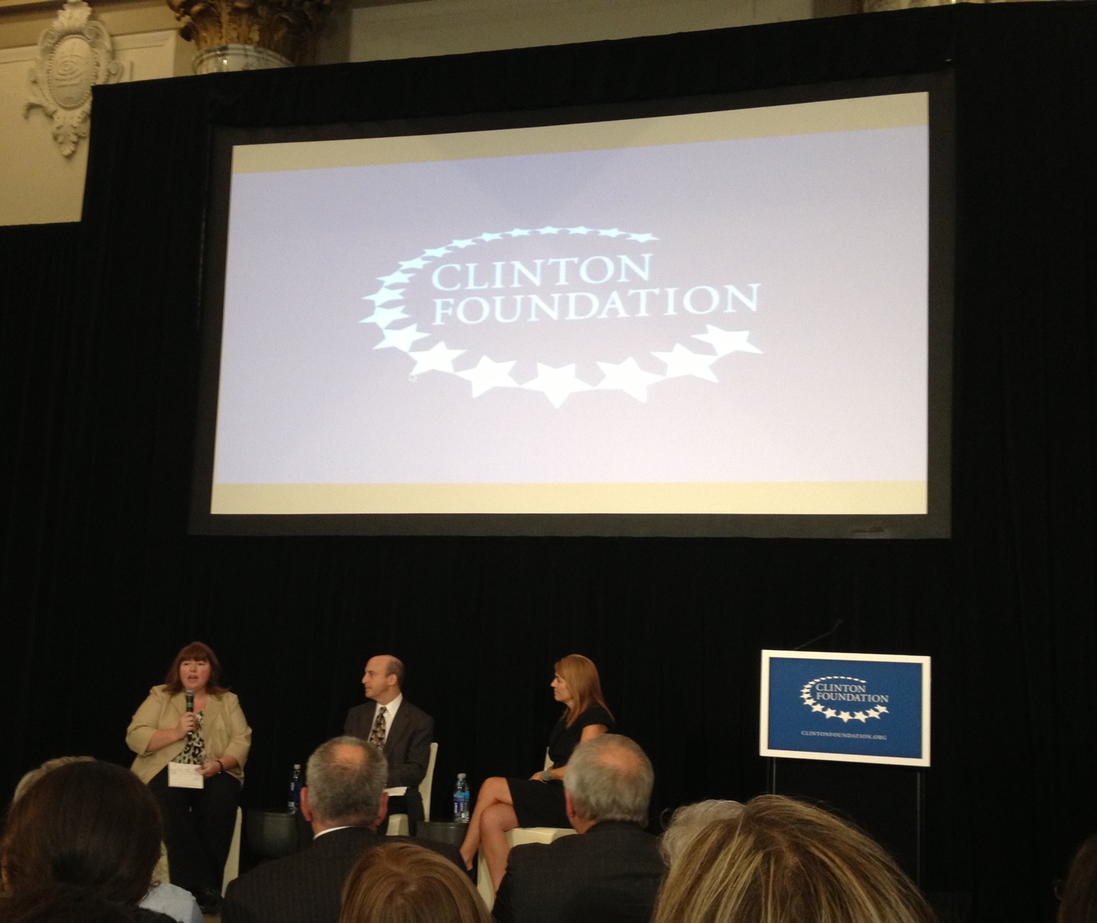 From right: Ginny Ehrlich, CEO, &nbsp;Dr Mike Sokol, Head of Wellness , Sanofi US and Kristine Mullen (speaking), Director of Innovation for Humana's Employer Group Segment&nbsp;